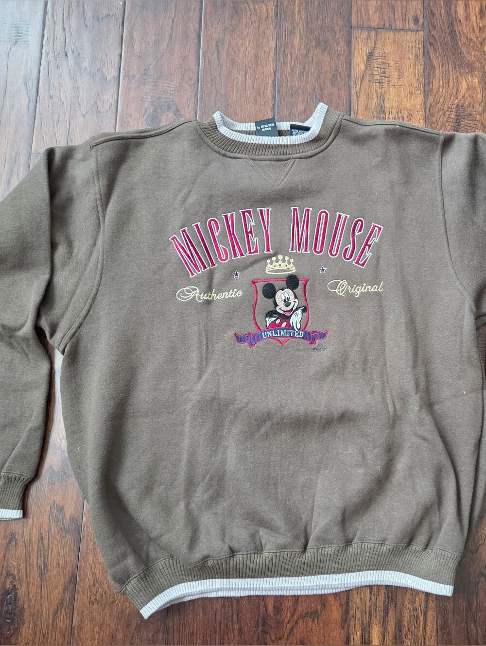 Vintage 90s Disney Mickey Mouse Unlimited Sweatshirt XL Velva Sheen Embroidered